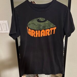 Carhartt Kids Black Tee with Orange and Green Logo